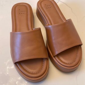 A New Day Cognac Target Platform Slides worn once 8W